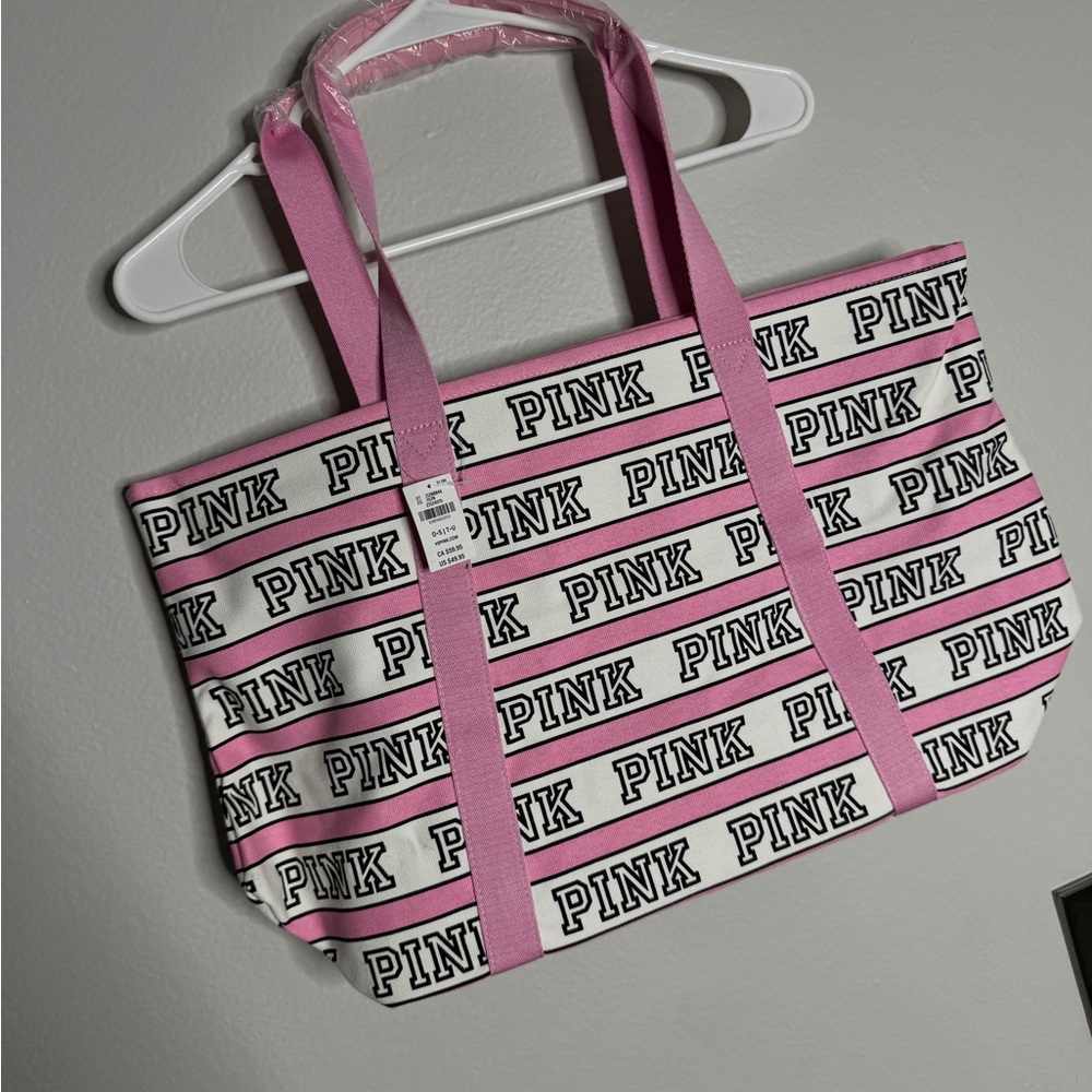 PINK Victoria's Secret Logo Tote in Pink and Black